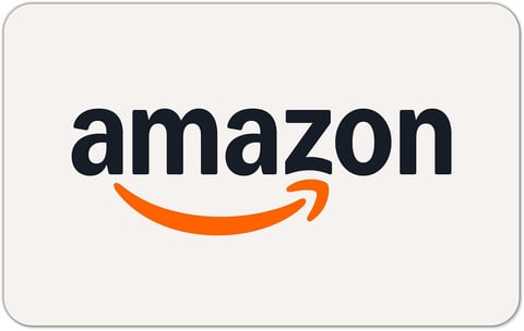 Amazon logo with black text and orange smile arrow on light gray background